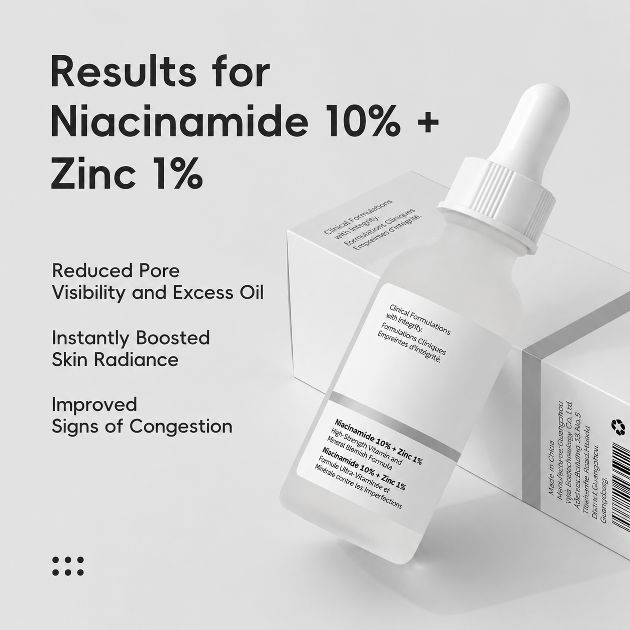 Face Serum Niacinamide 10% + Zinc 1%, Smoothing Serum for Blemish-Prone Skin