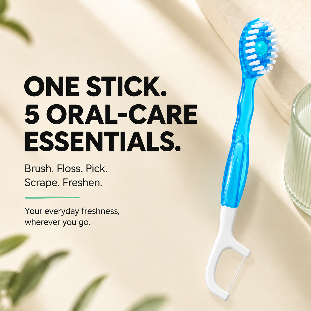 5-in-l Freshness Stick FRESH BREATH, CLEAN TEETH,ANYWHERE, ANYTIME